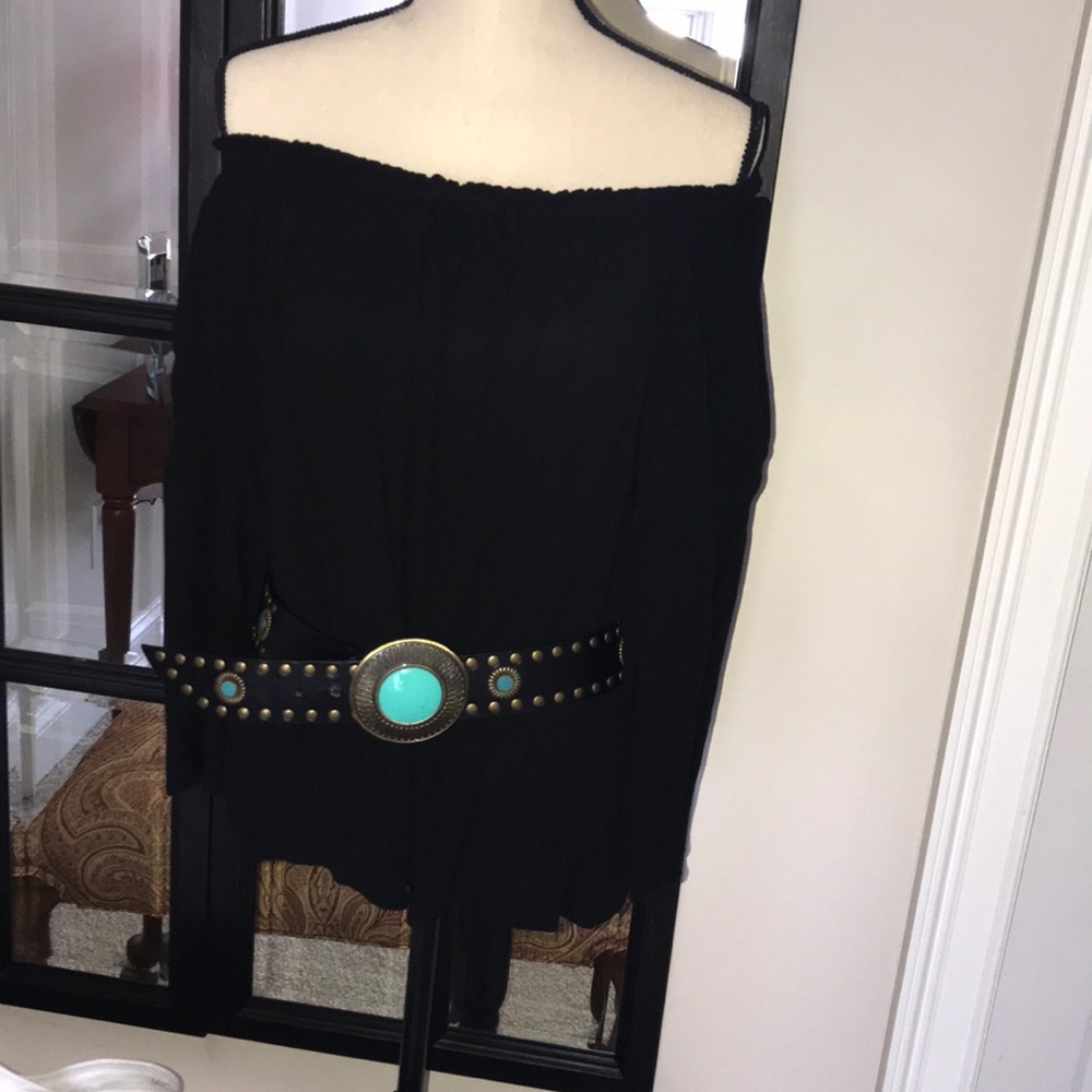 Black off shoulders linen top